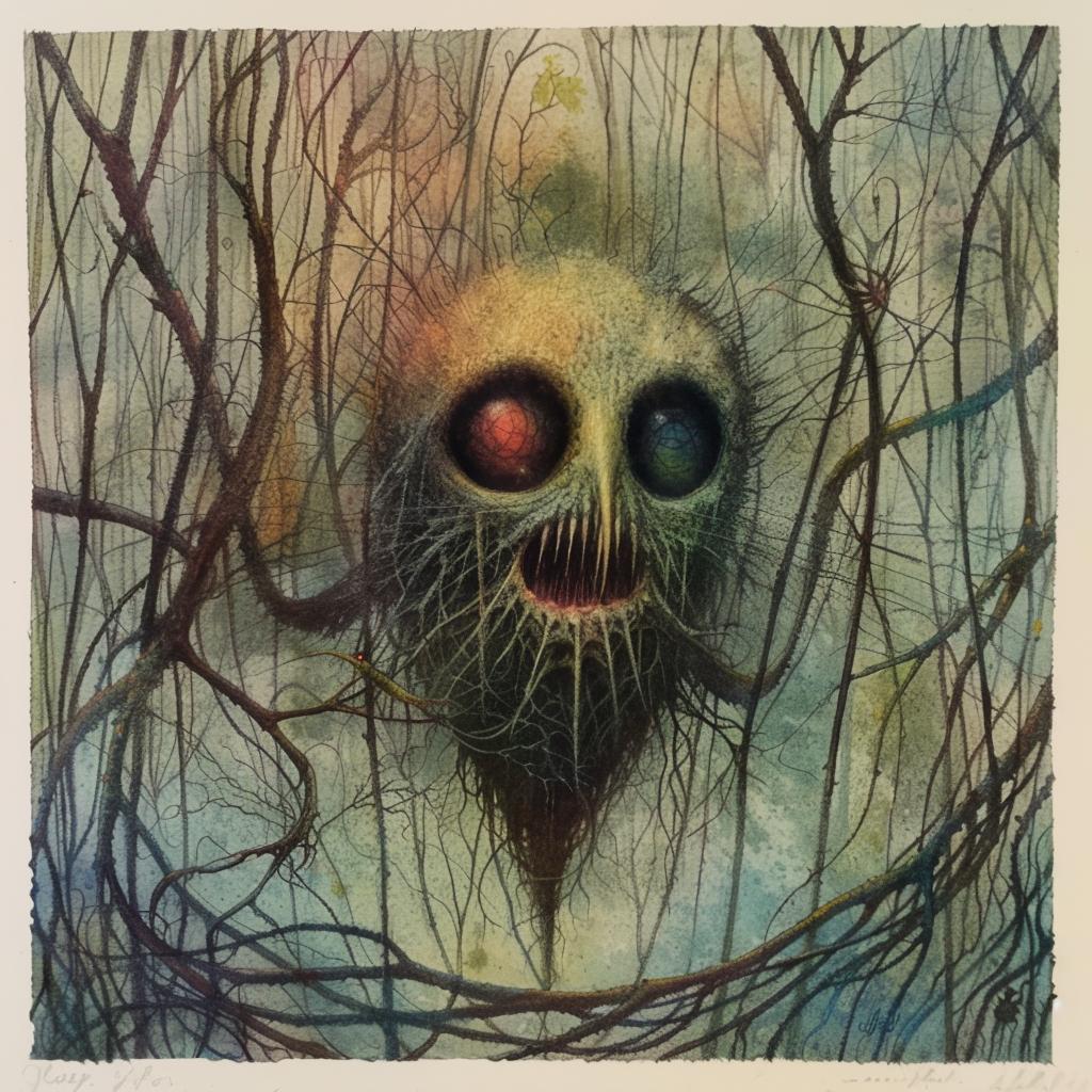 creepy  creature  woods  horror  painting  dark  mysterious  illustration  art  imagination 947033