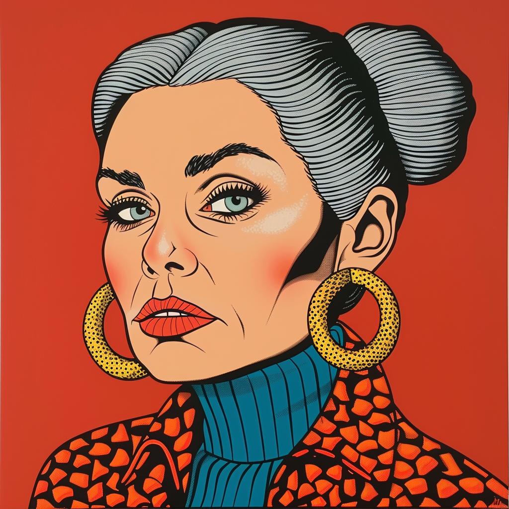 امرأة ترسم خلفية حمراء صورة قديمة فن تعبيري أقراط ملونة 972640