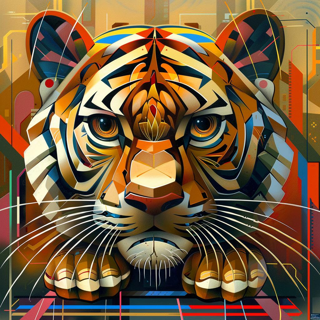 tiger  art  abstract  intricate  details  Georgy  Kurasov  vibrant  color  eyes 966478