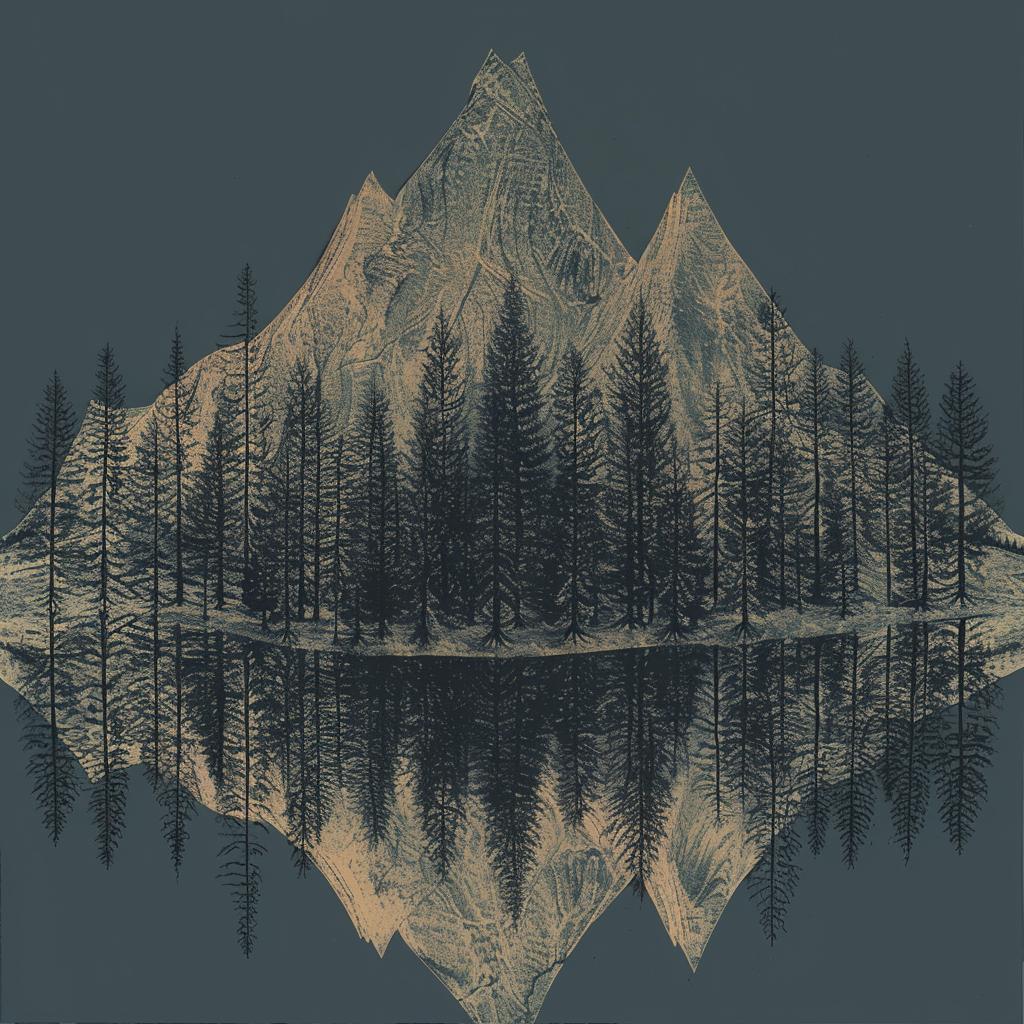 forest  mountains  lake  monoprint  surreal  background  water  trees  landscape  nature 1027444