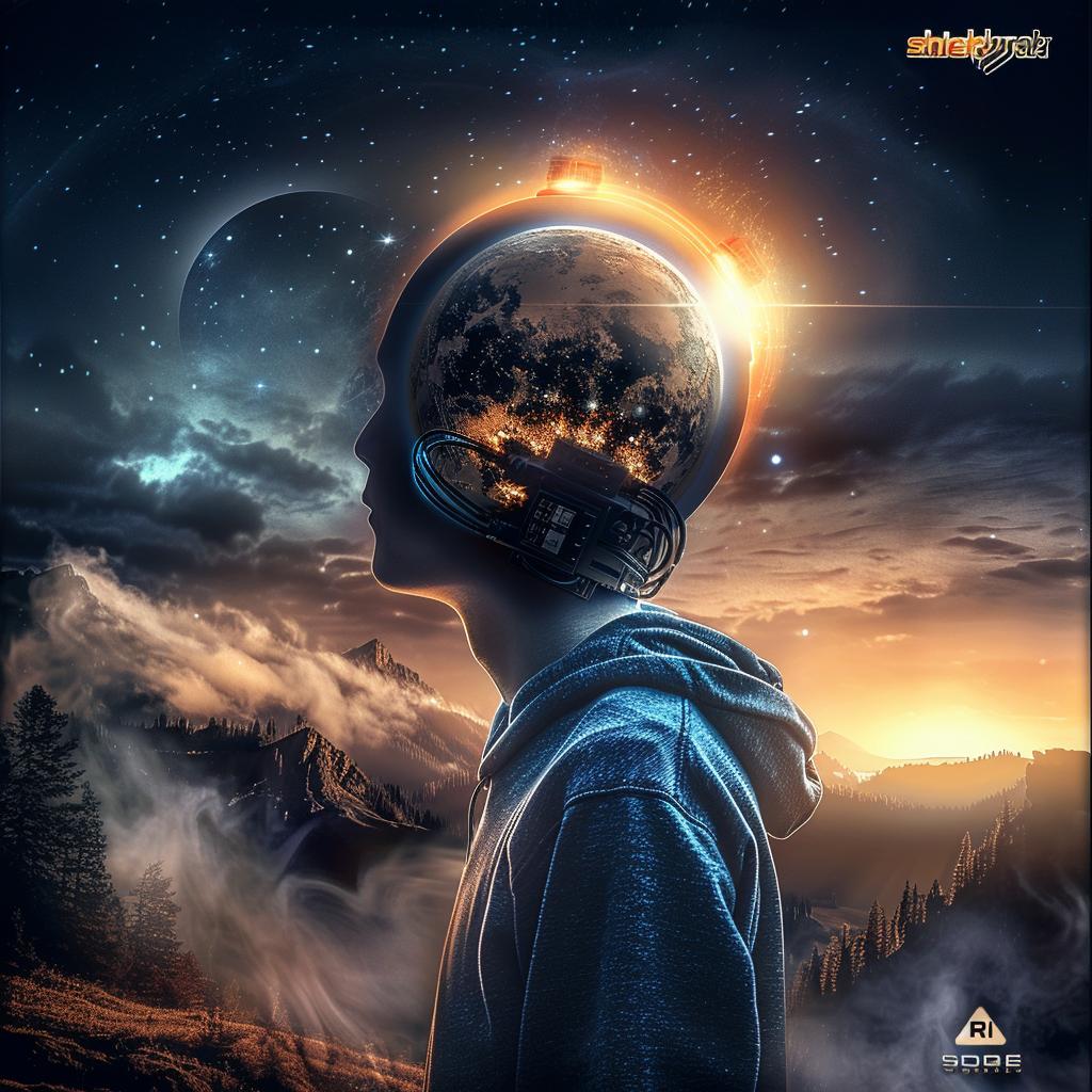 surreal  album  cover  helmet  hyper-realistic  Risograph  symbolist  creative  art  design 1026423
