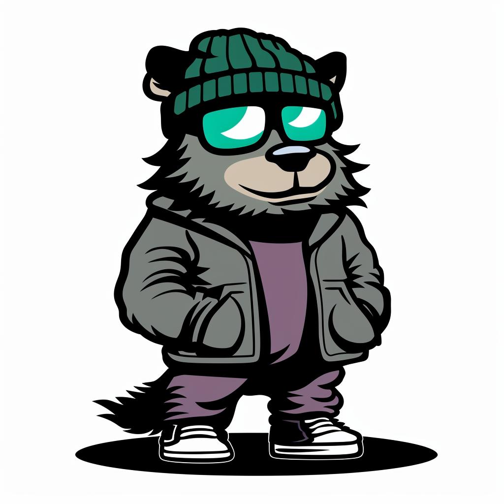 wolf  glasses  jacket  cartoon  aggressive  streetwise  minimal  anthropomorphic  urban  illustration 959284