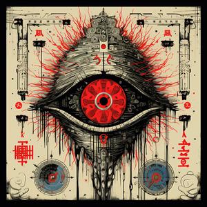 asymmetrical  shattered  horror  album  Japanese  elements  bold  symmetry  linocut  dark 1078846