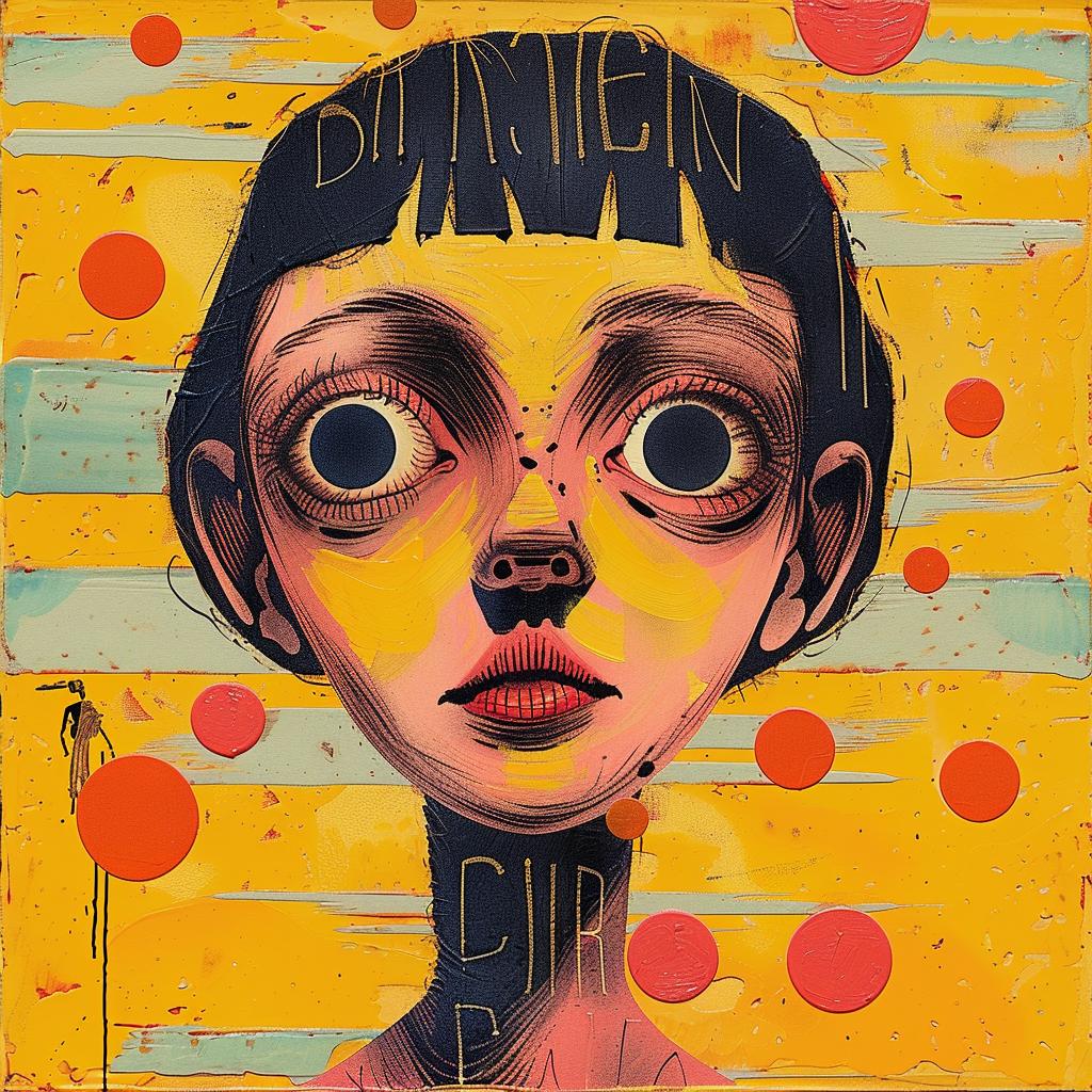 encaustic  paint  girl  big  head  nose  impasto  expression  abstract  colorful 950443