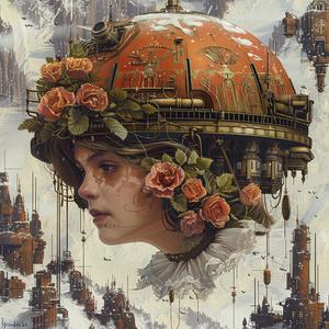woman  flowers  head  chromolithography  painting  portrait  colorful  nature  floral  feminine 1059960
