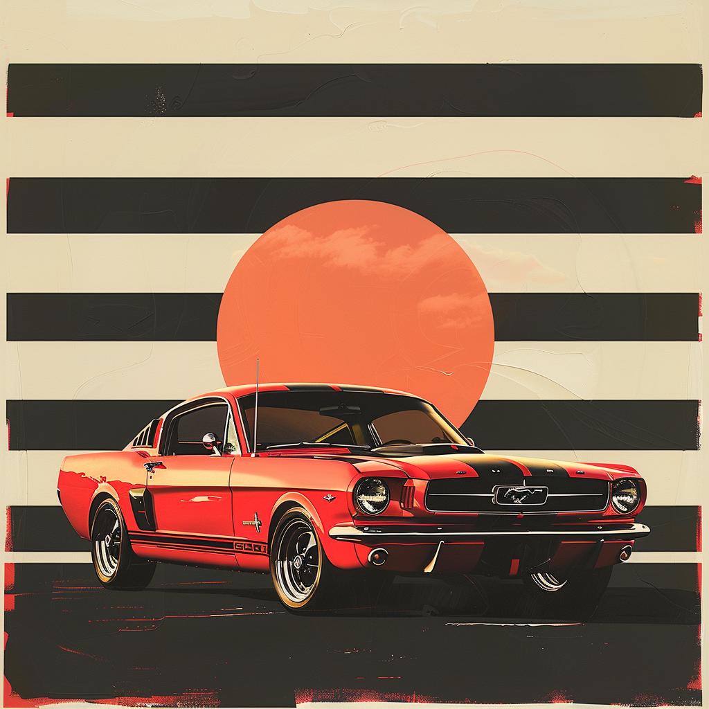 Mustang  poster  red  sunset  graphic  cinematic  vibrant  stylized  dynamic  art 916081