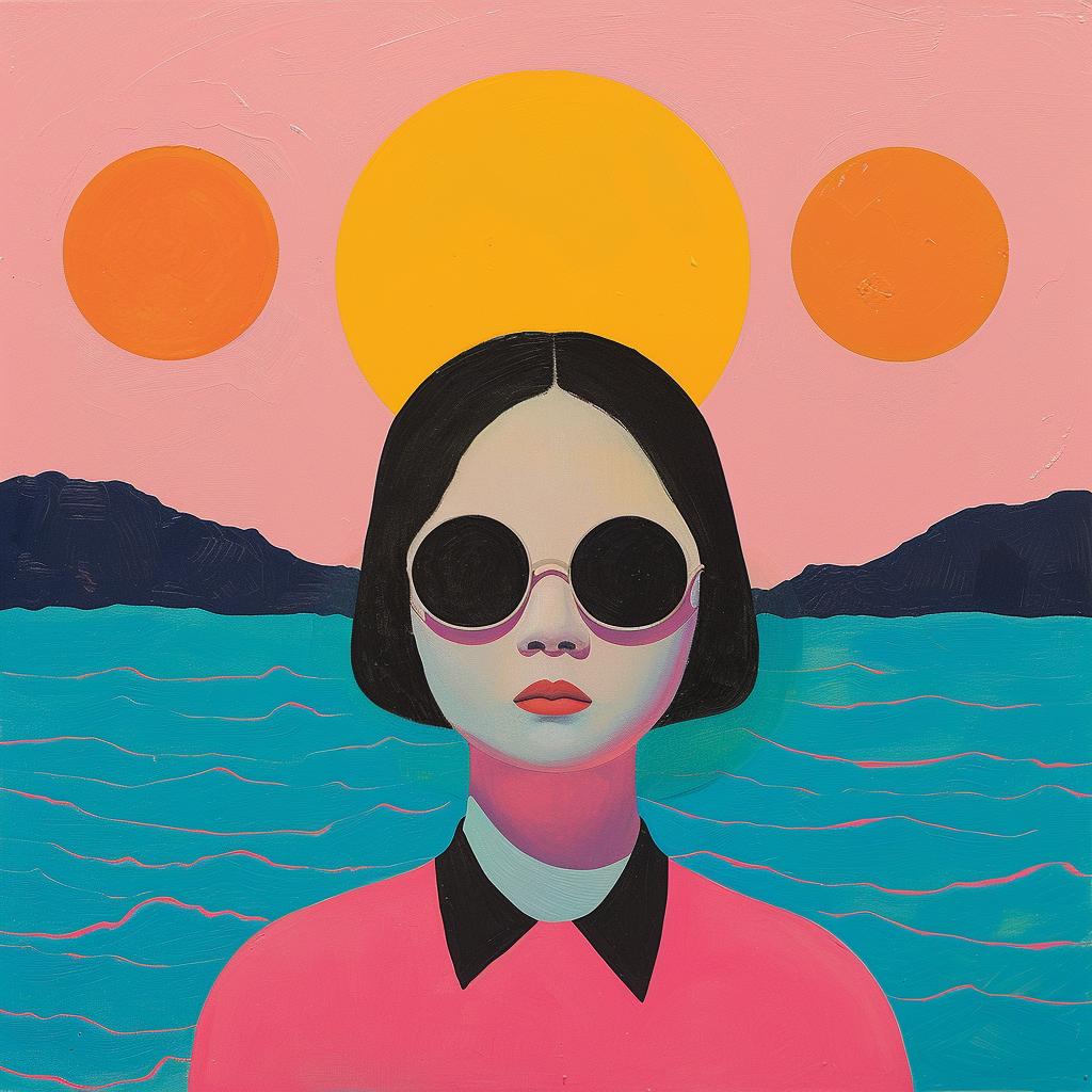 surreal  album  cover  painting  woman  sunglasses  colorful  artistic  modern  stylish 1019207