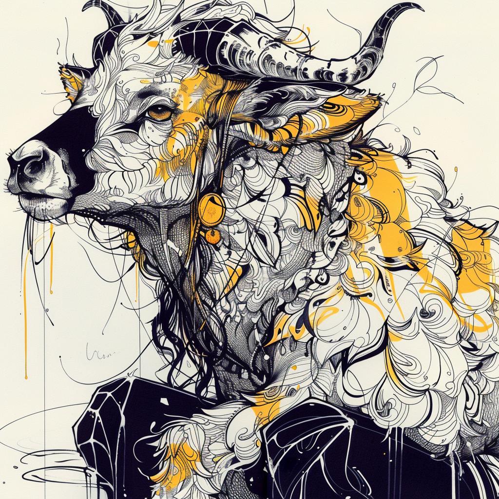 mythical  creature  hybrid  goat  drawing  long  horns  fantastical  unique  entity 952937