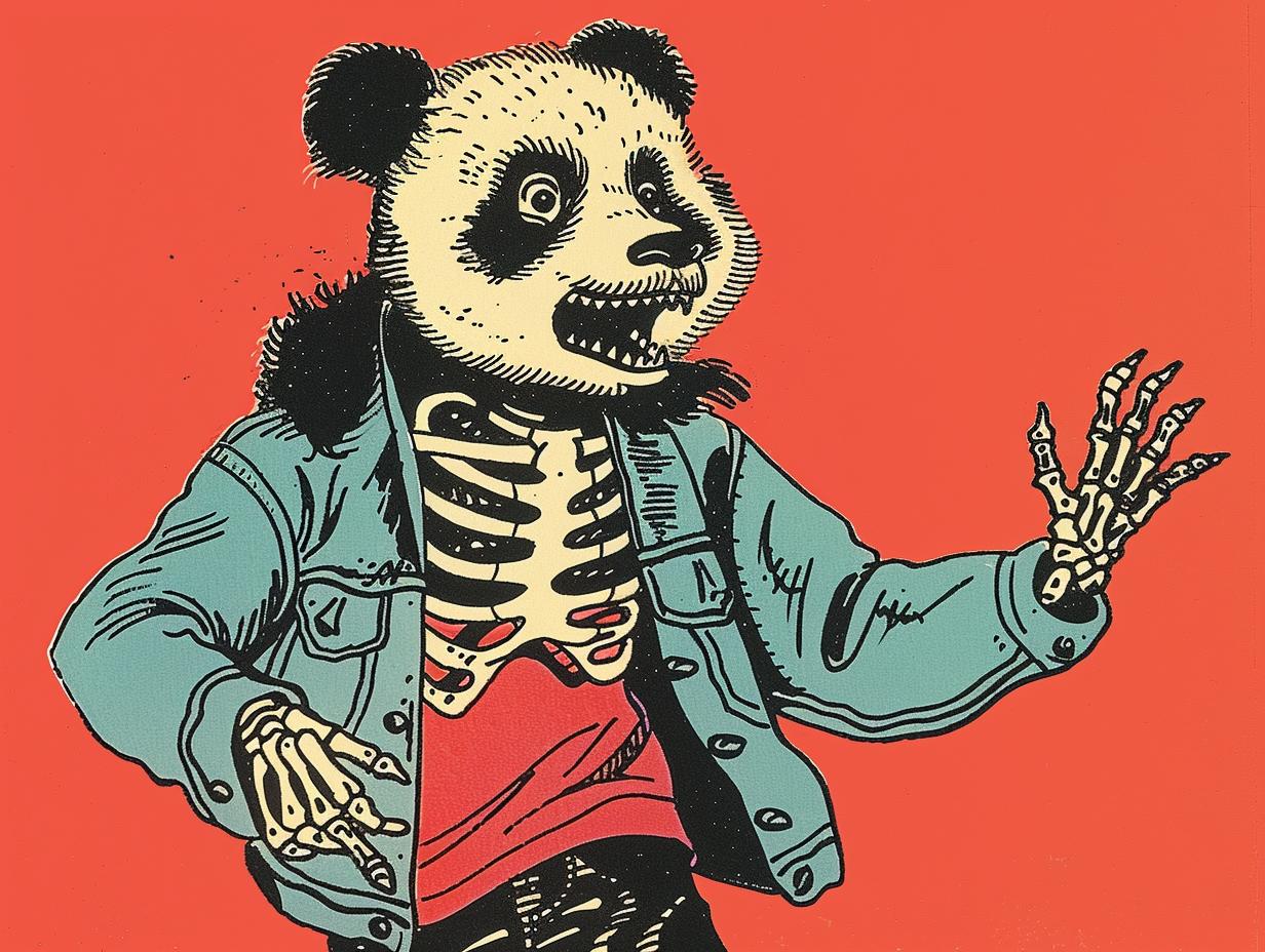 tattoo  panda  skeleton  guitar  bony  hands  vintage  comic  illustration  SailorJerry 919050