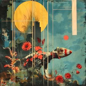 lizard  field  flowers  painting  chromolithography  nature  artwork  colorful  scenery  details 1058616