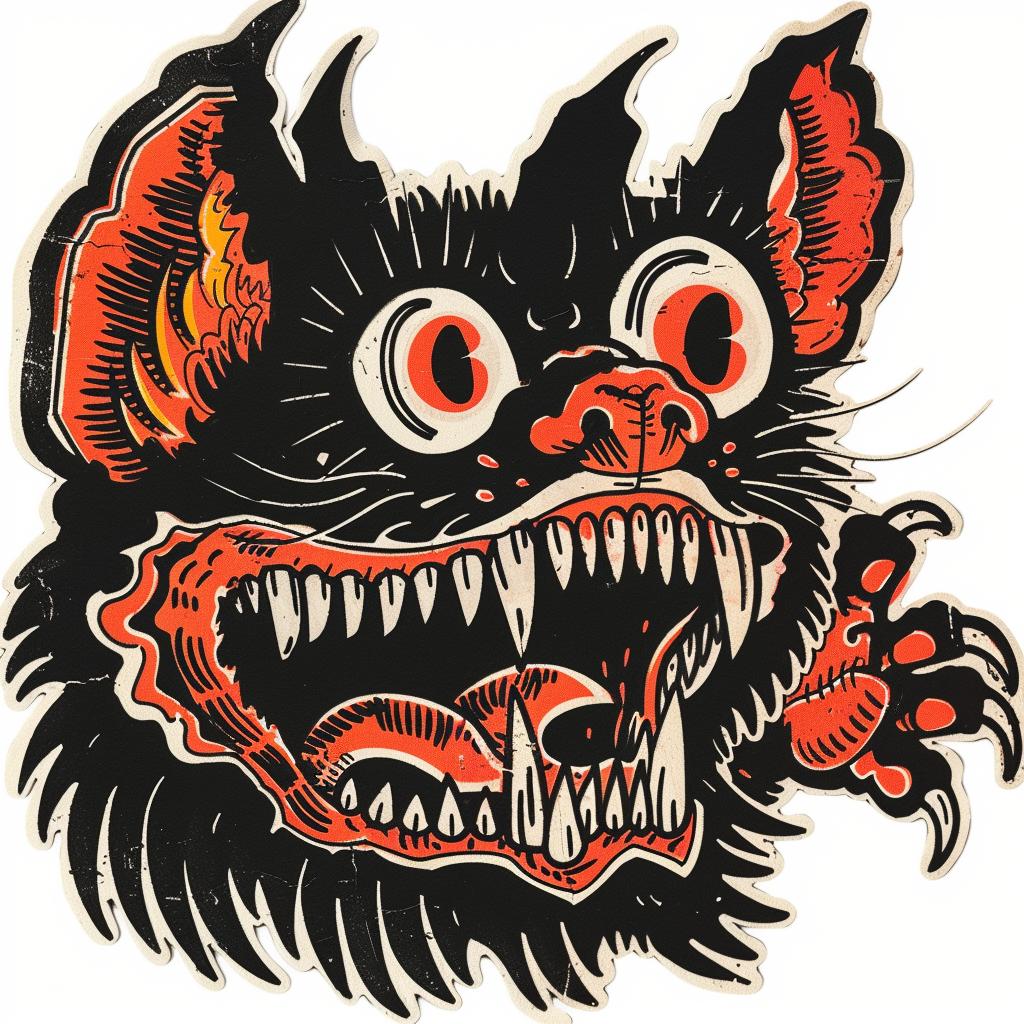 illustration  cat  black  red  head  sticker  flash  art  design 927456