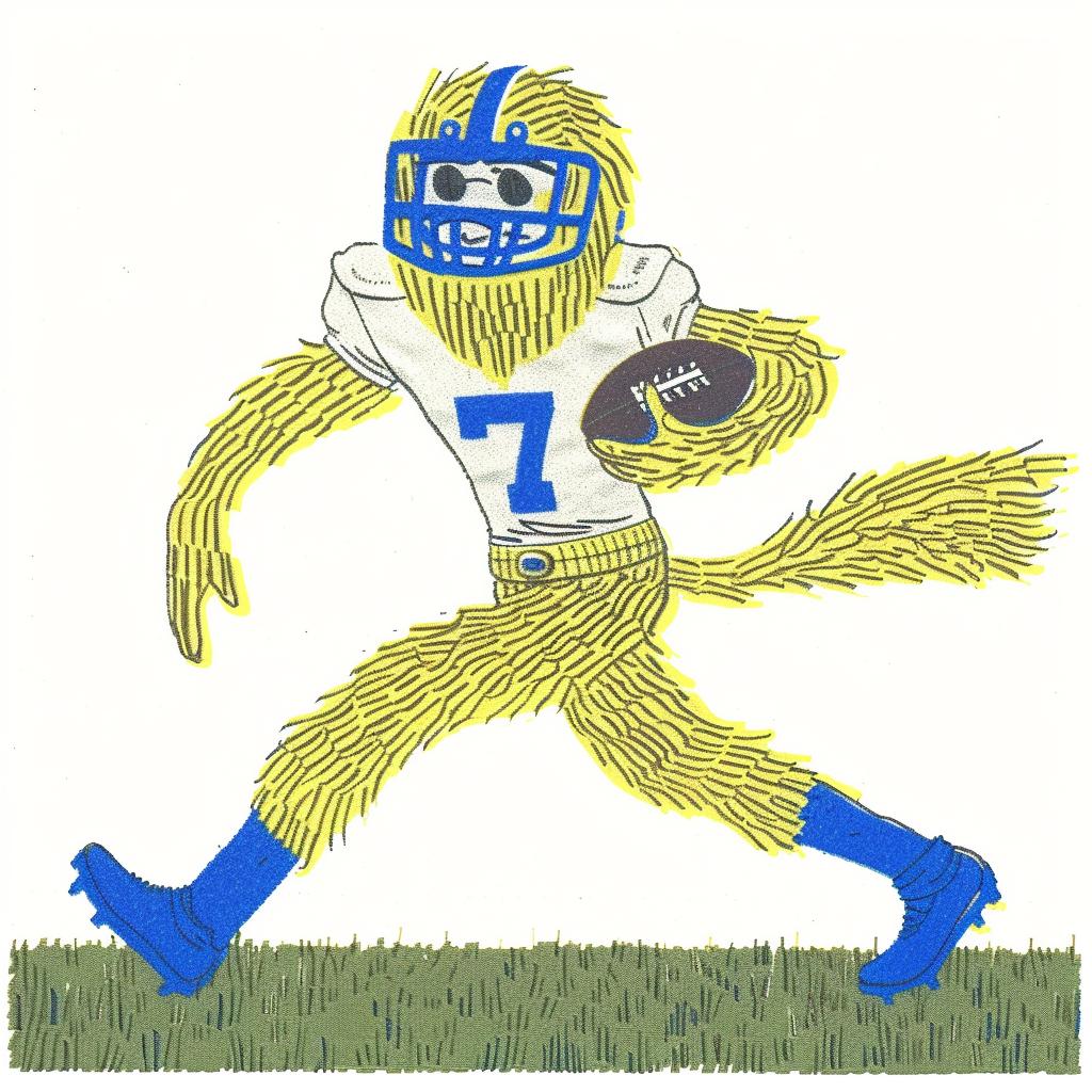 football  player  drawing  character  yellow  blue  uniform  dynamic  running  action 940321