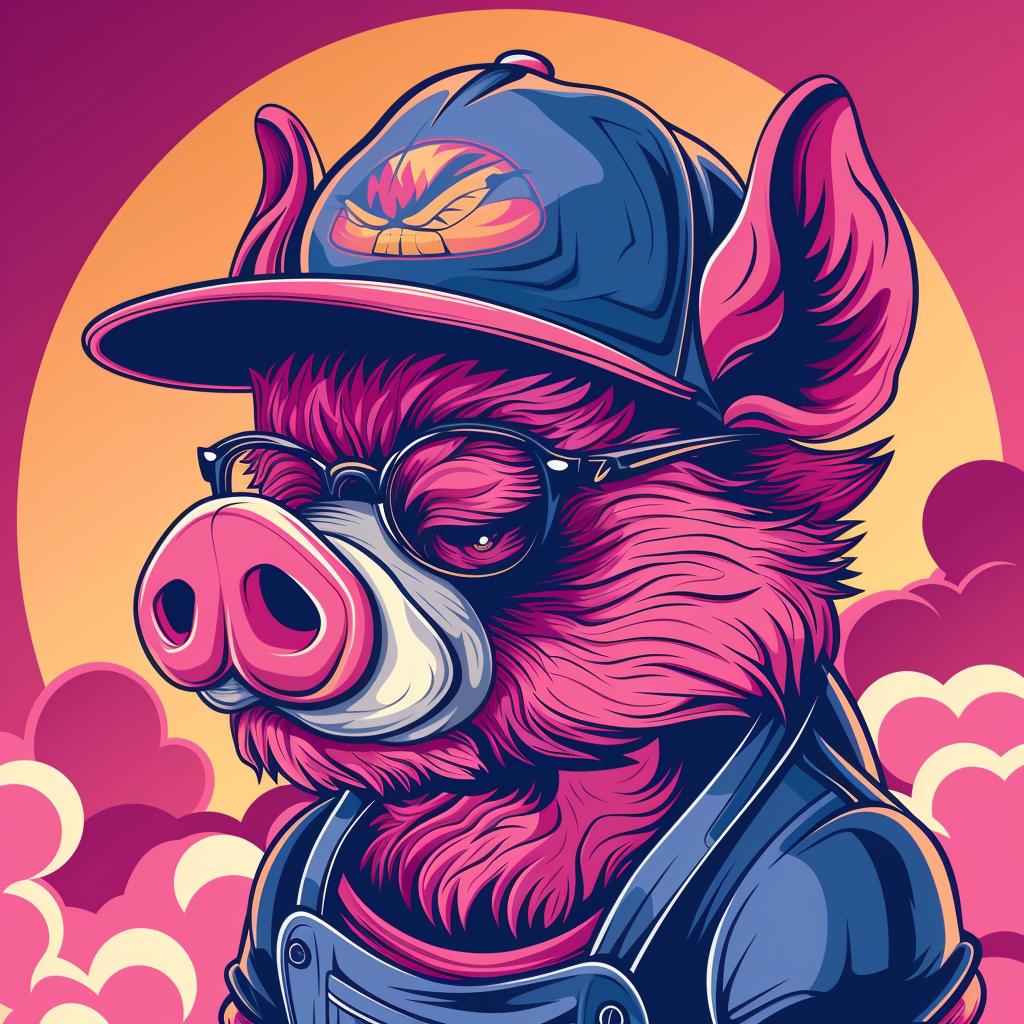 aggressive  streetwise  animal  baseball  cap  glasses  cartoon  pig  sun  art 956459