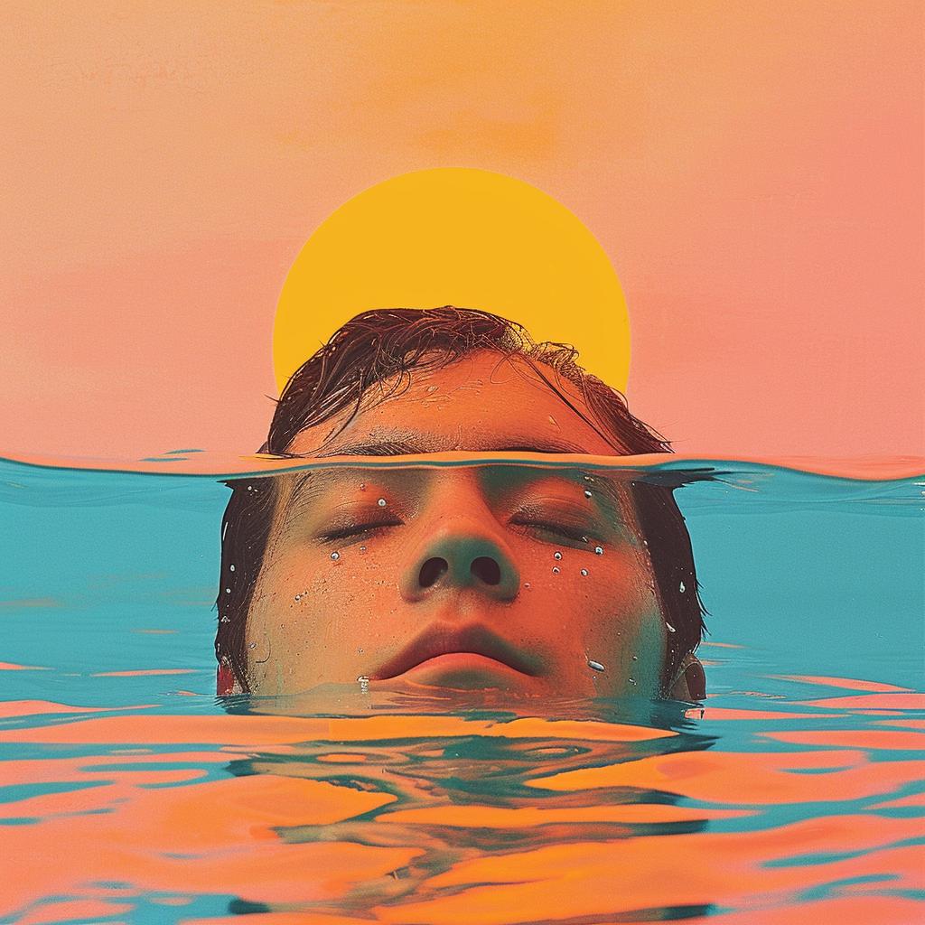 surreal  man  water  floating  sun  colorful  dreamlike  bathing  artistic  calm 1016541