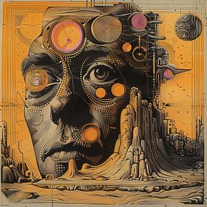 man  face  head  painting  symbolist  surreal  album  cover  risograph  art 1036933