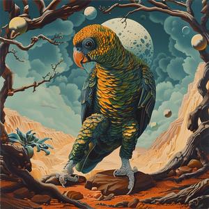 chromolithography  parrot  desert  painting  nature  rock  colorful  bird  wildlife  art 1049612
