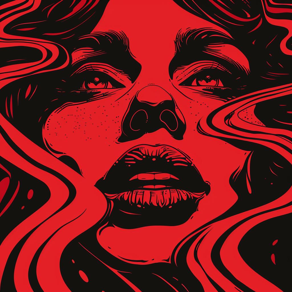 poster  woman  red  black  graphic  illustration  face  stylized  art  emblem 1026135