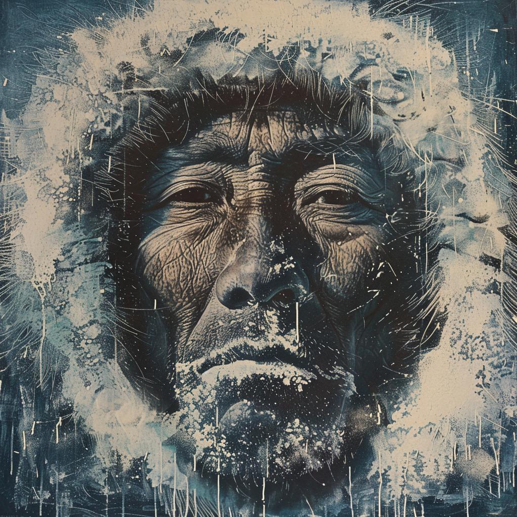 surreal  album  cover  encaustic  hyper-realistic  Ashevak  old  man  fur  hat 959920