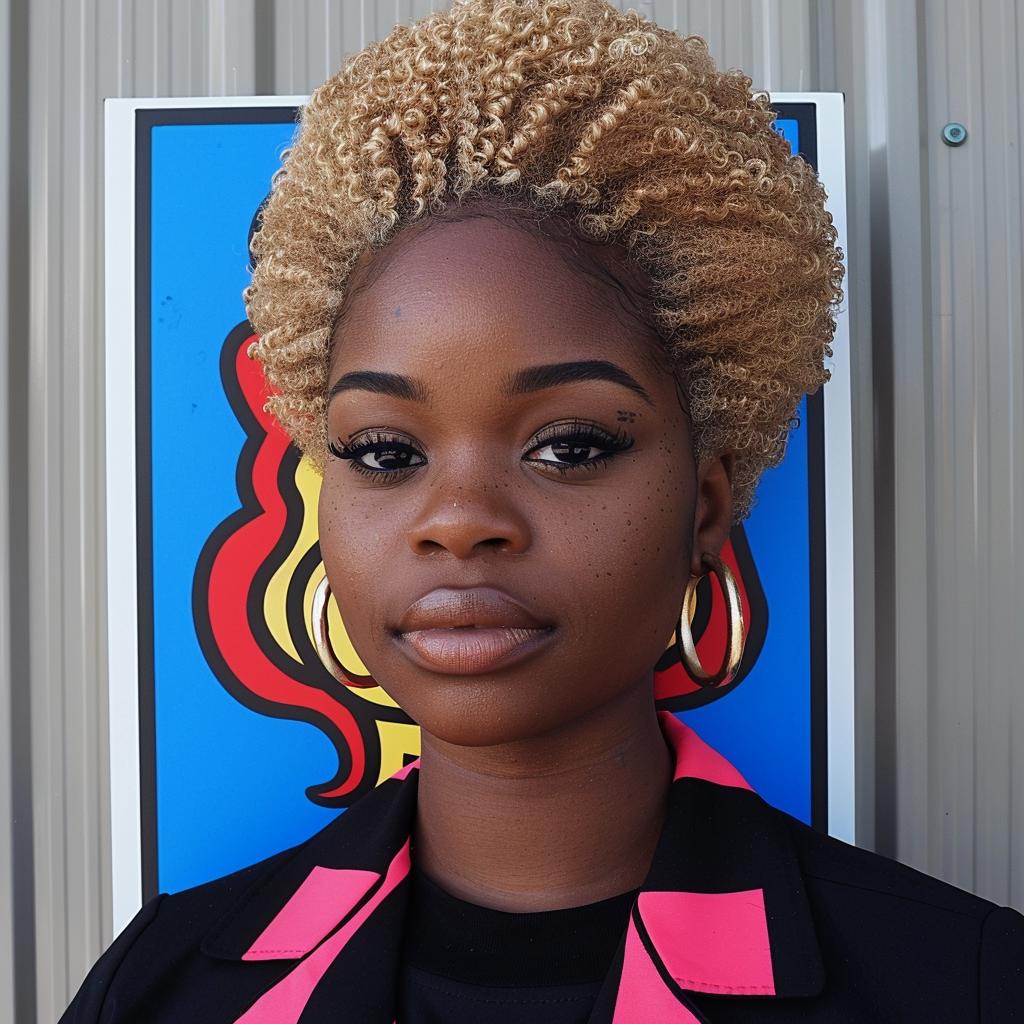 portrait  African-American  woman  blonde  afro  hair  light-brown  skin  realism  mature 972524