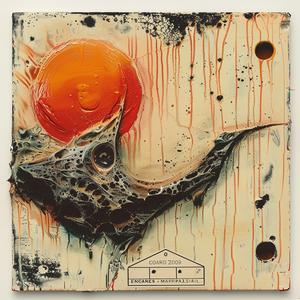encaustic  Todd  McFarlane  orange  black  painting  abstract  stylized  art  colorful 1067600