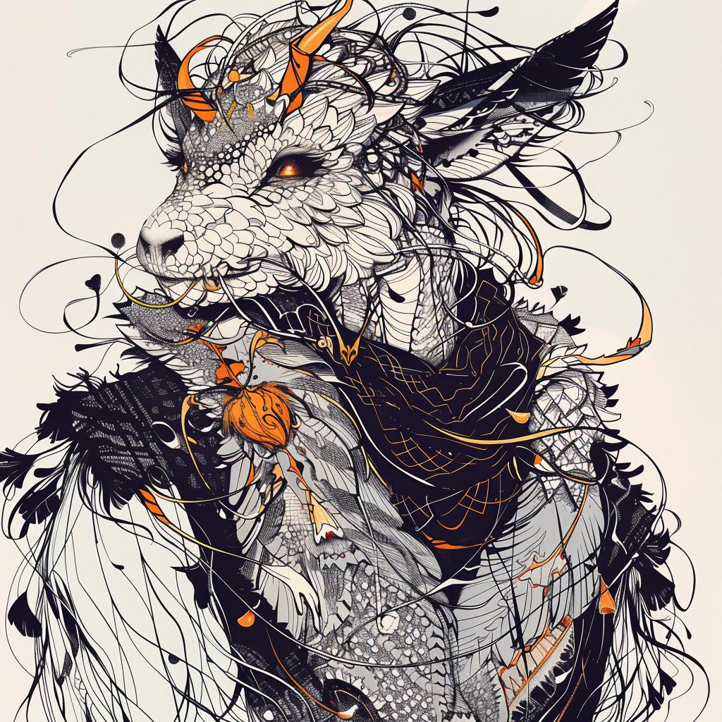 mythical  creature  hybrid  goat  headdress  feathers  fantastical  unique  animal  fantasy 952954