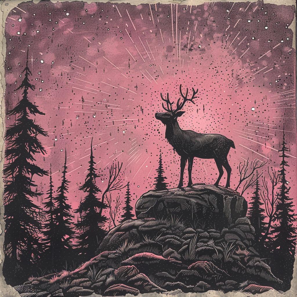 psychedelic  elk  northern  lights  detail  silhouette  art  album cover  Tycho  Kandinsky 916161