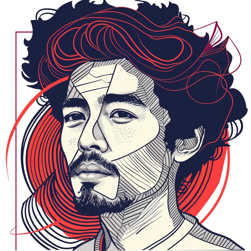 pop  art  asian-american  man  digital  white  background  beard  hair  style 937271