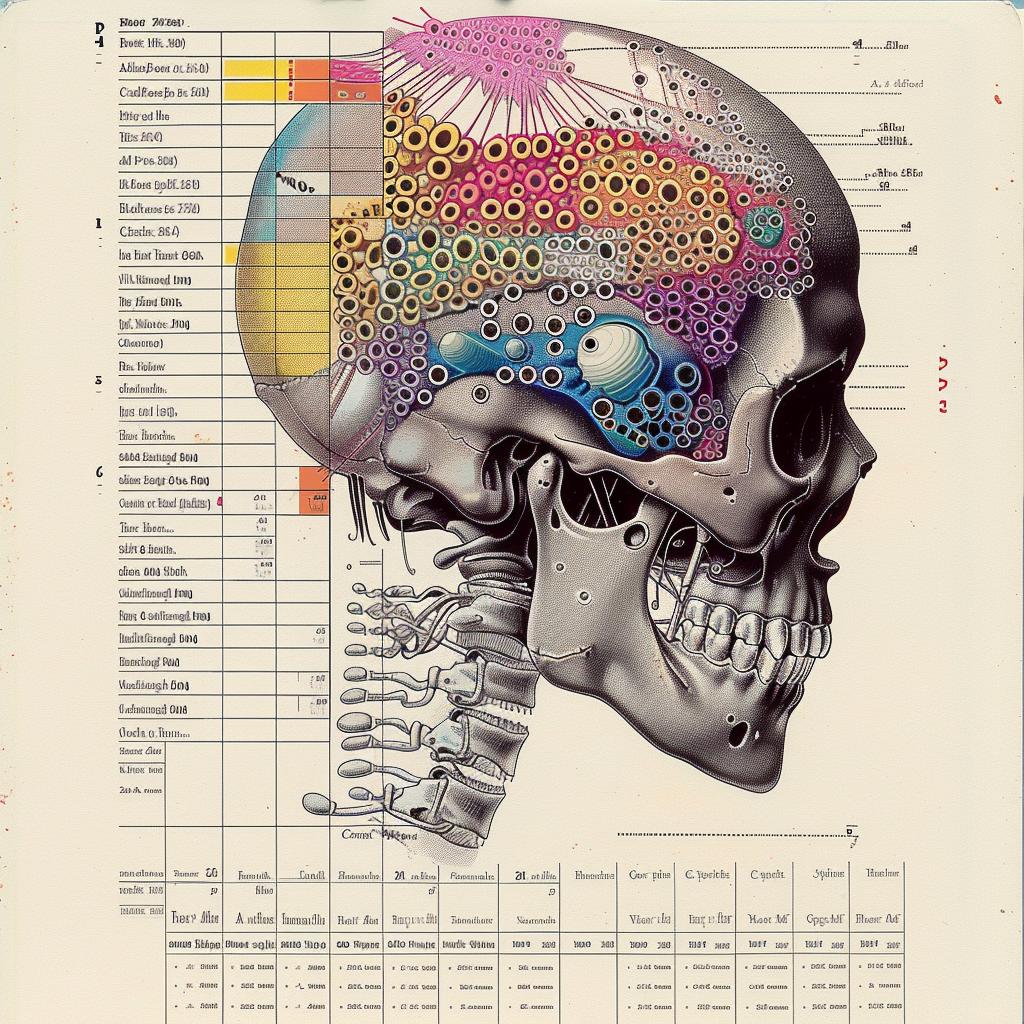 skull  bones  poster  labeled  psychedelic  art  detailed  educational  graphic  anatomy 916153