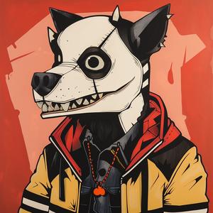 painting  dog  animal  jacket  jewelry  whimsical  stylized  cute  illustration  funny 1071111