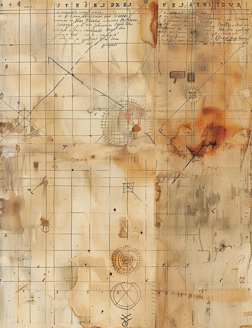 vintage  ledger  paper  drawing  map  compass  symbols  stained  faded  medieval 961854