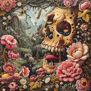 skull  flowers  painting  colorful  art  decorative  symbolic  intricate  nature  still-life 1055993