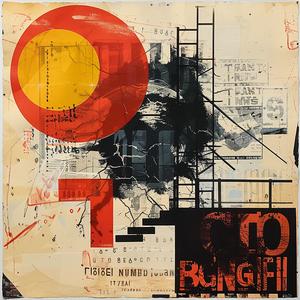 constructivism  encaustic  silhouette  scaffolding  crane  Donald  seven  collage  surrealism  vintage 1058683