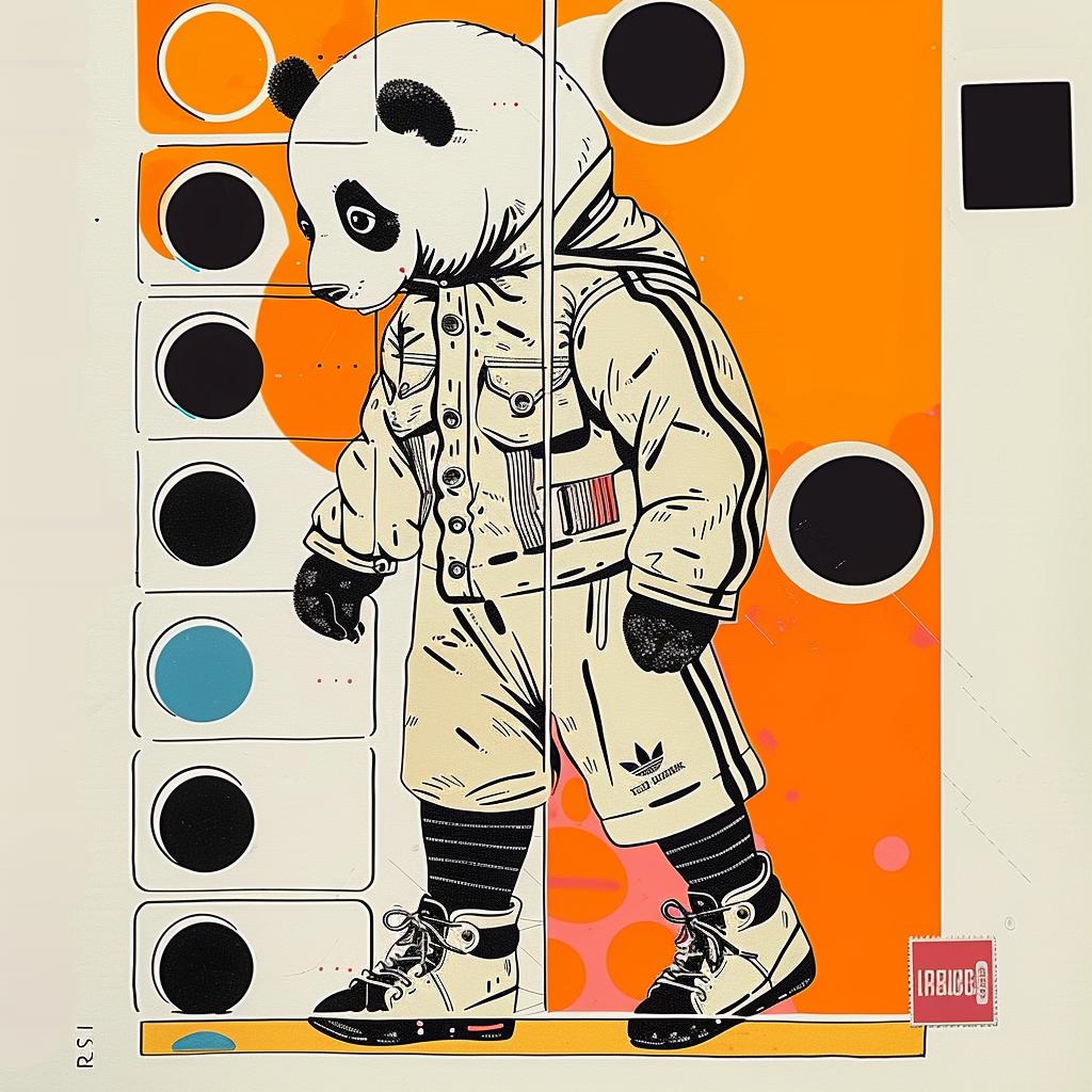 panda  streetwear  fashion  dynamic  jacket  playful  vibrant  cartoon  illustration  modern 938832