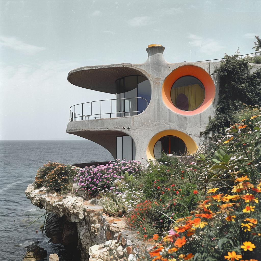 Picasso  Gehry  ocean  black  white  colorful  cliff  flowers  architecture  landscape 1036165