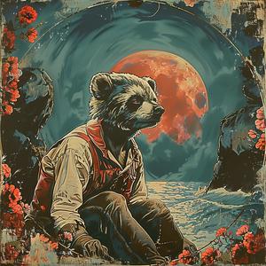 bear  flowers  chromolithography  painting  nature  scenic  vibrant  wildlife  detailed  art 1050297