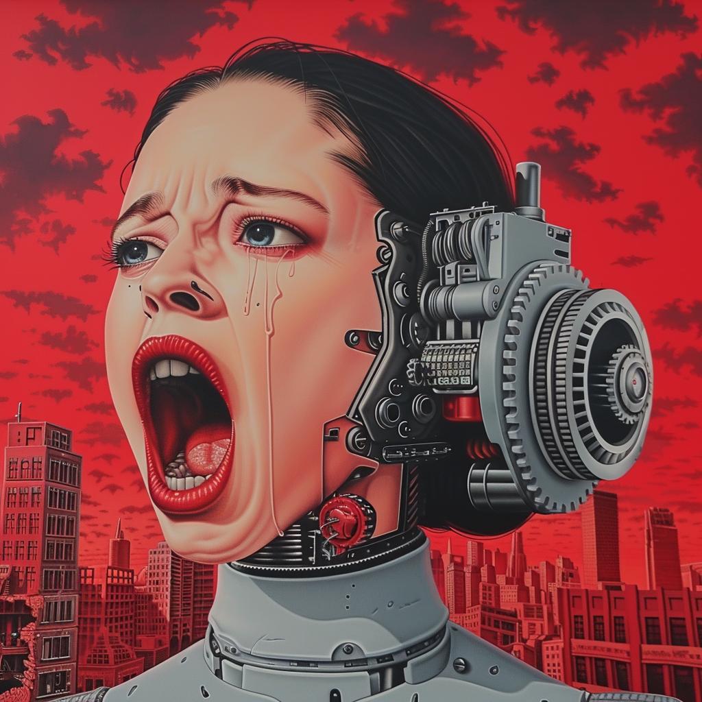Cyborg  Woman  Crying  Mechanical  Cyberpunk  Red  Portrait  Desertpunk  Art  Wires 944818
