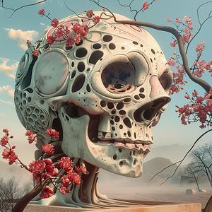 skull  flowers  tree  art  nature  chromolithography  illustration  design  vivid  unique 1051818