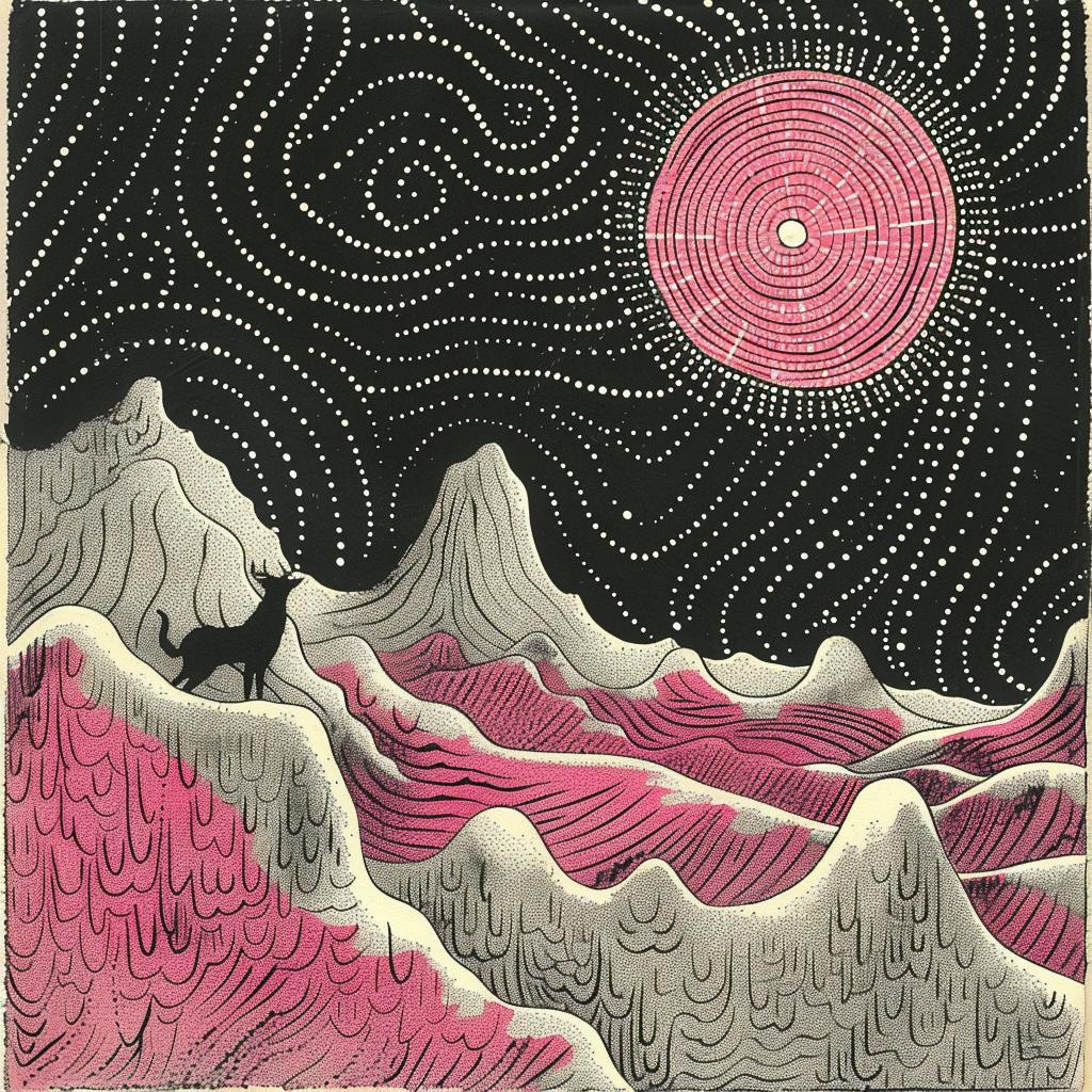 dog  mountain  pink  sky  drawing  abstract  nature  art  colorful  modern 916167