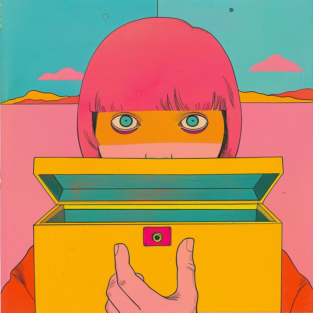 surreal  album  cover  box  girl  pink  reveal  Joan  Cornella  artwork 978616