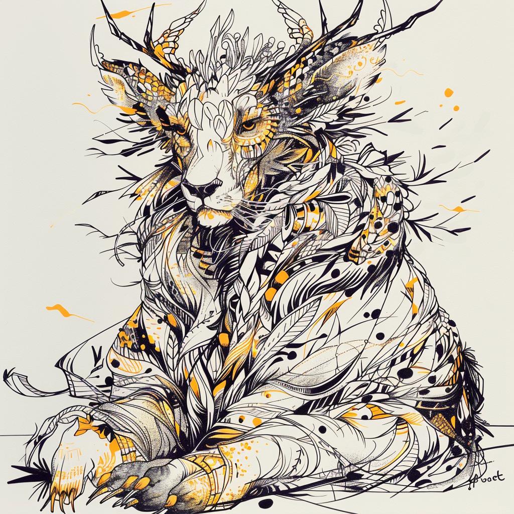 مخلوق أسطوري، ماعز، أزهار، أوراق، هجين خيالي، استكشاف فريد للطبيعة 953209