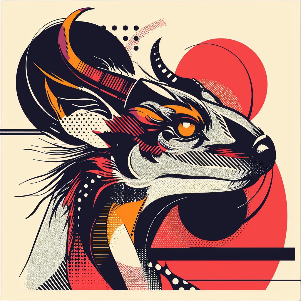 mythical  goat  horns  colorful  pattern  creature  fantasy  hybrid  unique  halftone 939645