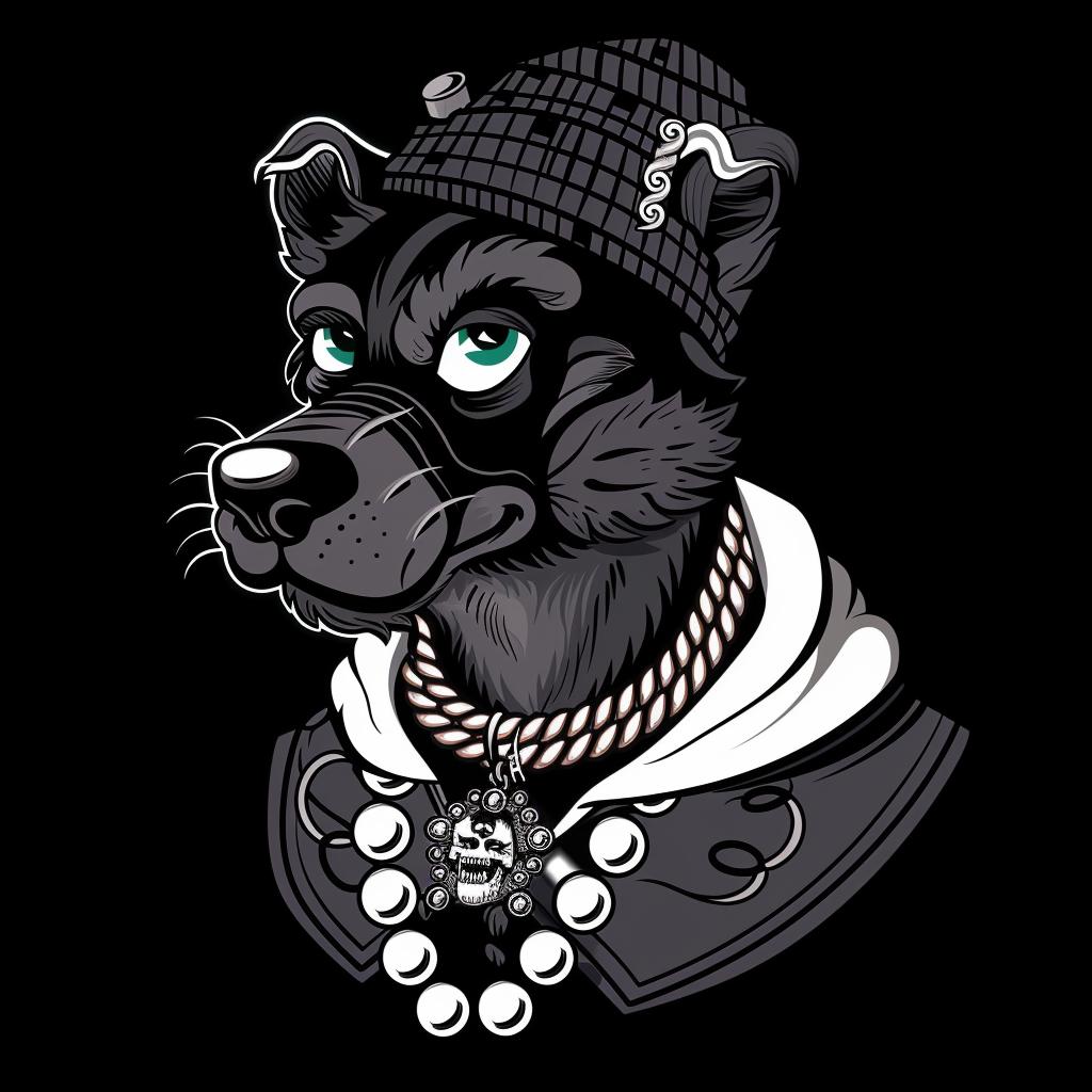 aggressive  streetwise  wolf  animal  cap  necklace  minimal  teal  urban  illustration 959093