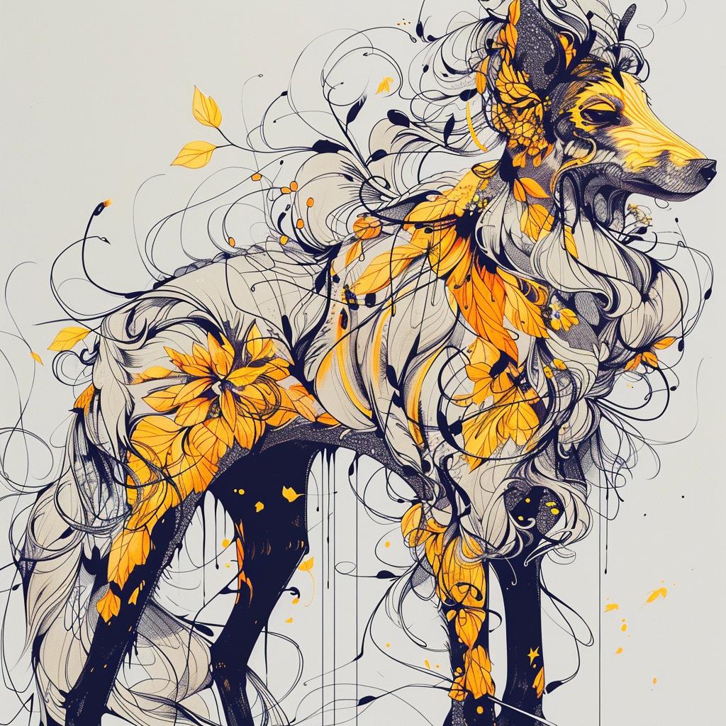 mythical  creature  hybrid  dogs  canines  flowers  fox  fantastical  unique  blend 952778