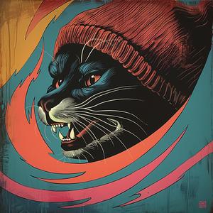 cat  hat  poster  whimsical  illustration  cute  animal  art  design  playful 1079977