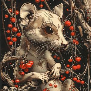mouse  tree  berries  painting  nature  rodents  artwork  chromolithography  whimsical  illustration 1047878