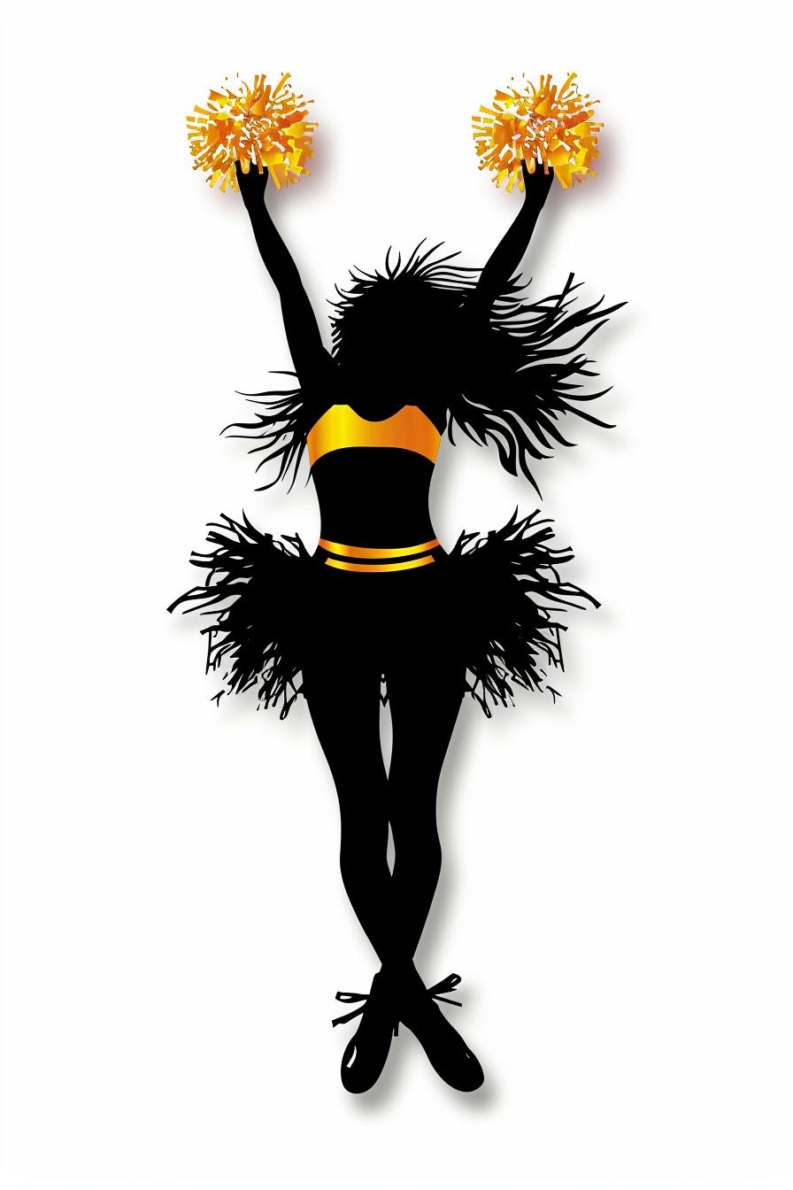 silhouette  cheerleader  woman  white  background  vector  pompoms  dance  pose  SVG 954382