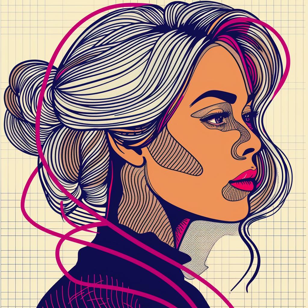 Pop  Art  blonde  woman  ribbon  vector  illustration  modern  portrait  minimalist 936962