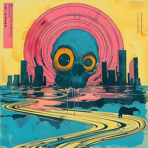 skull  city  poster  background  creative  symbolist  Risograph  hyper-realistic  art  Gottlieb 1079948