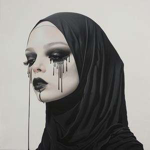 لوحة امرأة حجاب عيون مكياج تنقيط فن رش الهواء أسلوب حديث 1072522