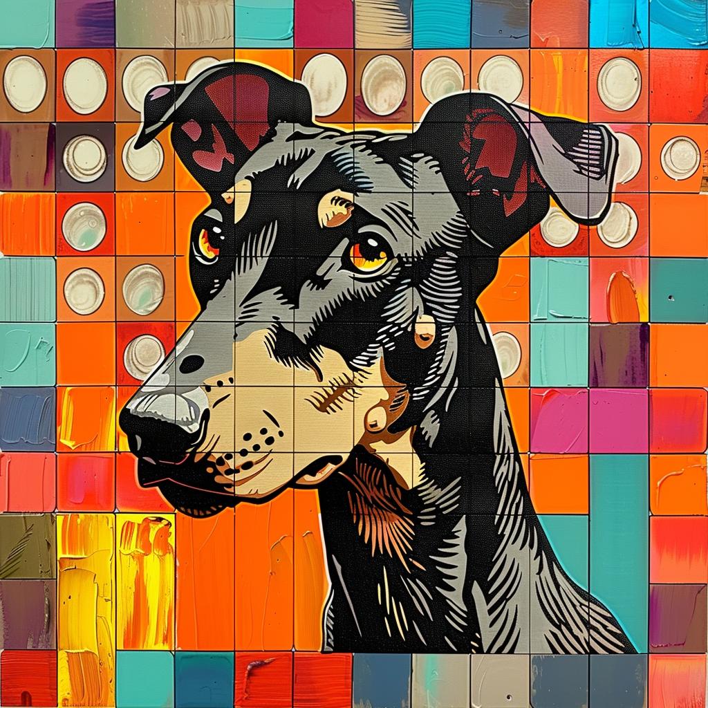 dog  doberman  mosaic  colorful  background  canvas  print  art  portrait  playful 938546
